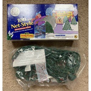 GE 100 Light Net Style 4x4ft Clear Bulbs String a long New Open Box! Christmas